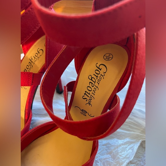 New Look Bright Red Strappy Heels EU36 - Picture 3 of 6